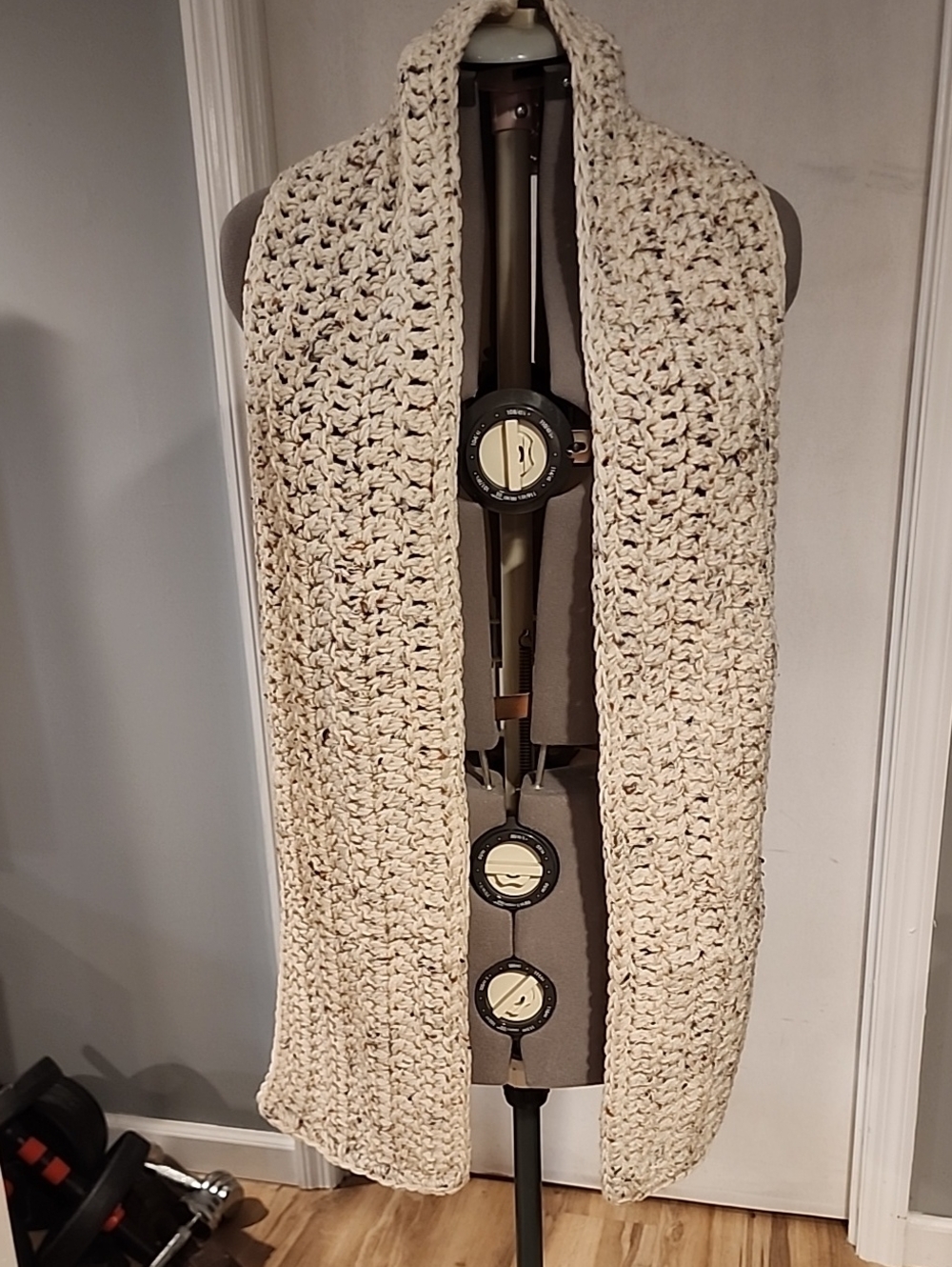 Hand Crafted Cream Chunky Crochet Scarf Wrap